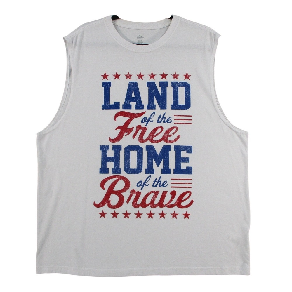 Celebrate! Patriotic Mens XL Gray Muscle Tank Land of the Free Graphic Tee